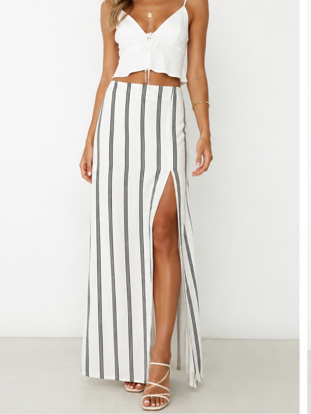 NWT SABO Skirt White Black Stripe Maxi Skirt XS